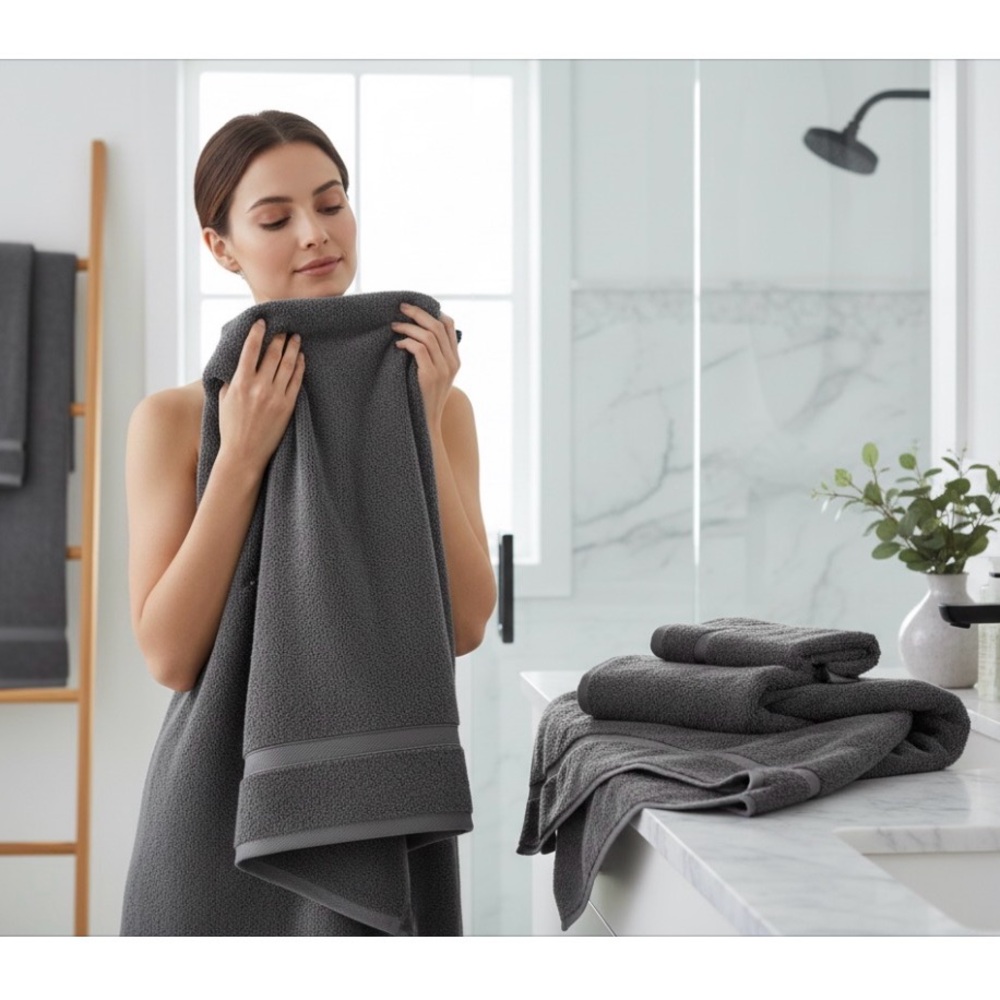 UpThrone 100% Turkish cotton Luxury 6pc bath Towel Set Gray‎ w/bamboo fibers New